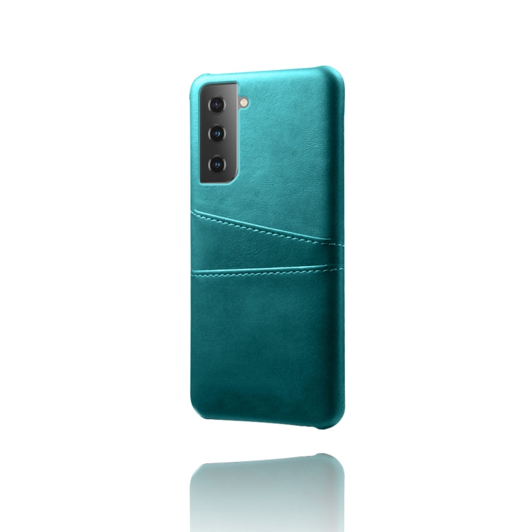 For Samsung Galaxy S21+ 5G Calf Texture PC + PU Leather Back Cover Shockproof Case with Dual Card Slots