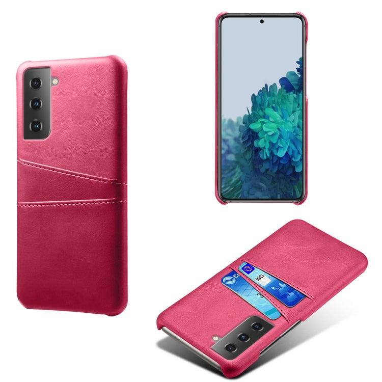 For Samsung Galaxy S21+ 5G Calf Texture PC + PU Leather Back Cover Shockproof Case with Dual Card Slots