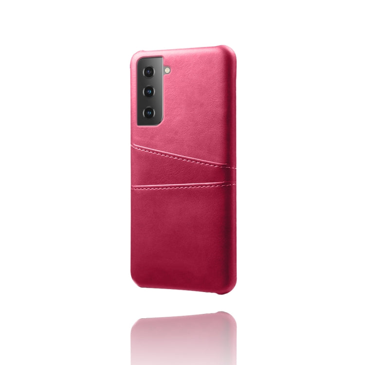 For Samsung Galaxy S21+ 5G Calf Texture PC + PU Leather Back Cover Shockproof Case with Dual Card Slots