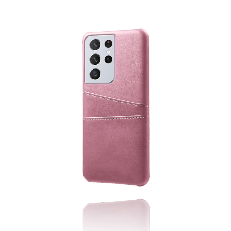 For Samsung Galaxy S21 Ultra 5G Calf Texture PC + PU Leather Back Cover Shockproof Case with Dual Card Slots