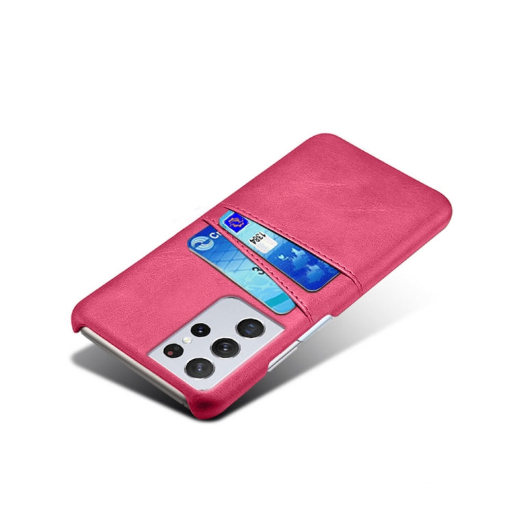 For Samsung Galaxy S21 Ultra 5G Calf Texture PC + PU Leather Back Cover Shockproof Case with Dual Card Slots
