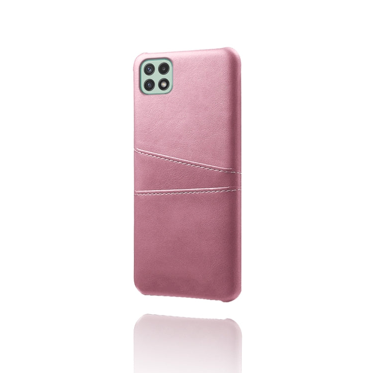 For Samsung Galaxy S21 FE 5G Calf Texture PC + PU Leather Back Cover Shockproof Case with Dual Card Slots
