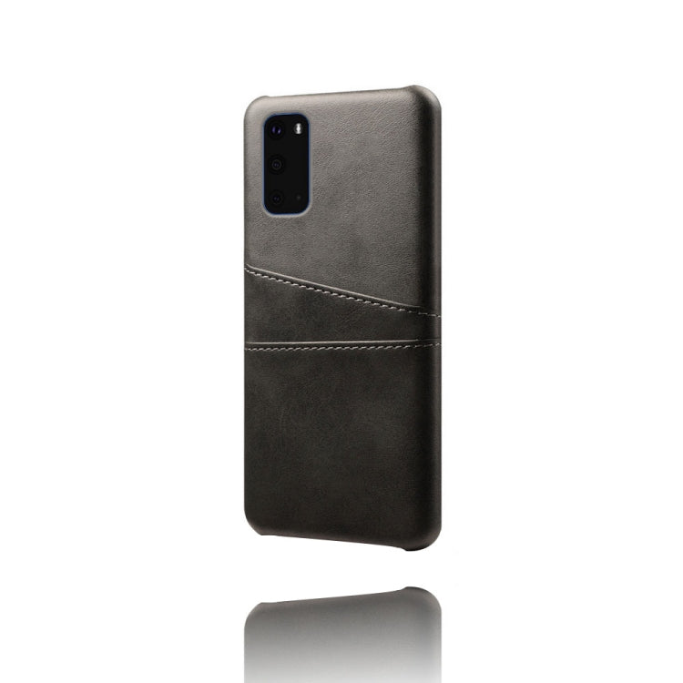 For Samsung Galaxy S20 Calf Texture PC + PU Leather Back Cover Shockproof Case with Dual Card Slots