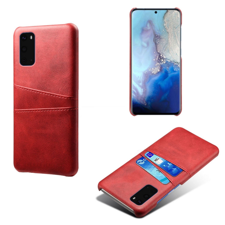 For Samsung Galaxy S20 Calf Texture PC + PU Leather Back Cover Shockproof Case with Dual Card Slots