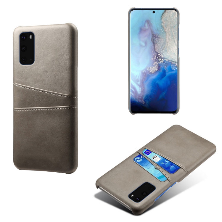 For Samsung Galaxy S20 Calf Texture PC + PU Leather Back Cover Shockproof Case with Dual Card Slots