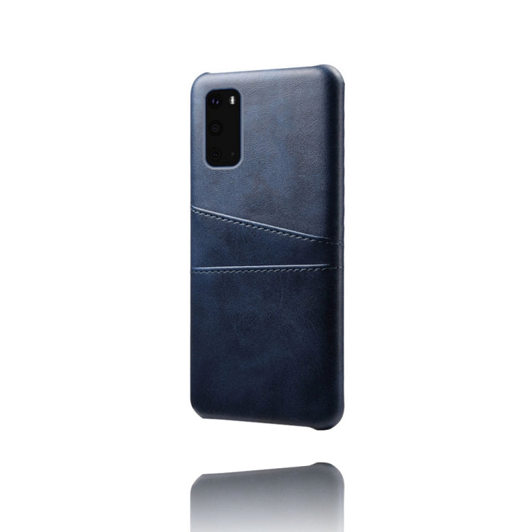 For Samsung Galaxy S20 Calf Texture PC + PU Leather Back Cover Shockproof Case with Dual Card Slots