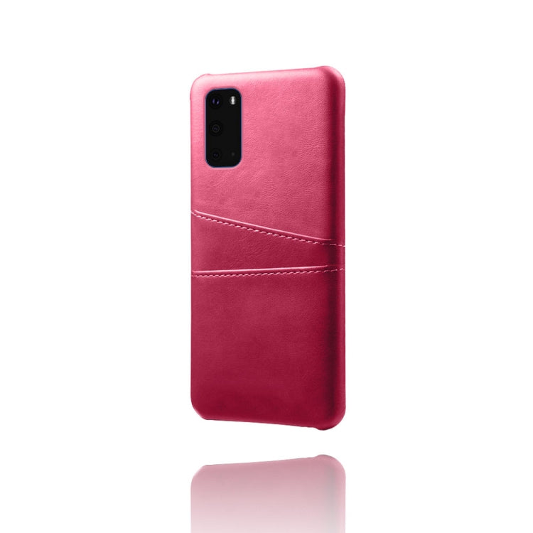 For Samsung Galaxy S20 Calf Texture PC + PU Leather Back Cover Shockproof Case with Dual Card Slots