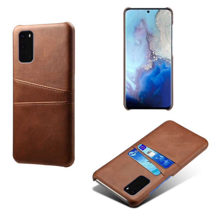 For Samsung Galaxy S20 Calf Texture PC + PU Leather Back Cover Shockproof Case with Dual Card Slots