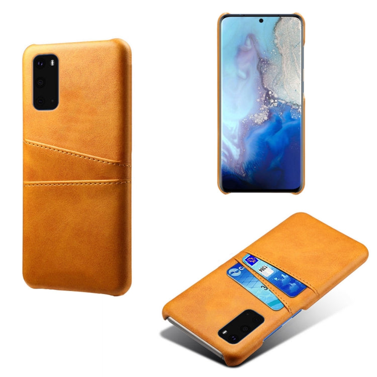 For Samsung Galaxy S20+ Calf Texture PC + PU Leather Back Cover Shockproof Case with Dual Card Slots