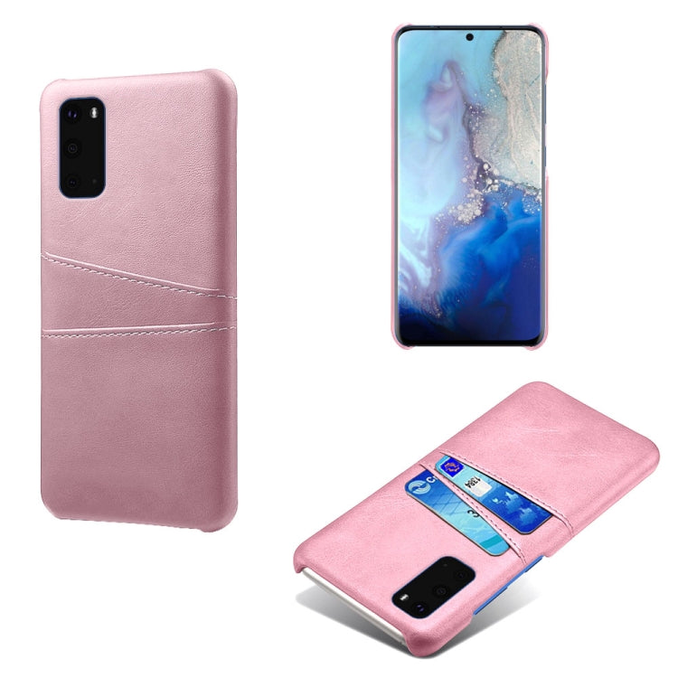 For Samsung Galaxy S20+ Calf Texture PC + PU Leather Back Cover Shockproof Case with Dual Card Slots