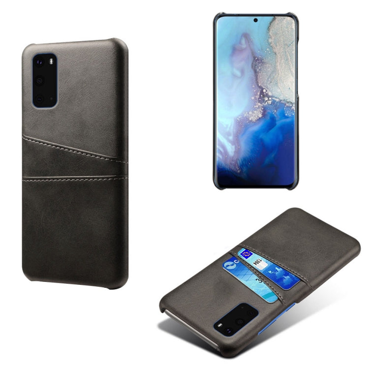 For Samsung Galaxy S20+ Calf Texture PC + PU Leather Back Cover Shockproof Case with Dual Card Slots