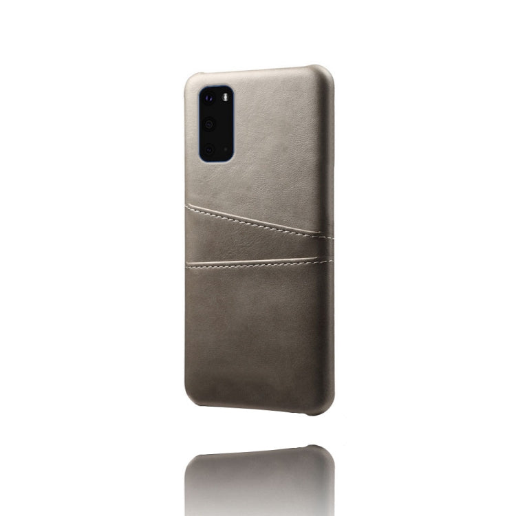 For Samsung Galaxy S20+ Calf Texture PC + PU Leather Back Cover Shockproof Case with Dual Card Slots
