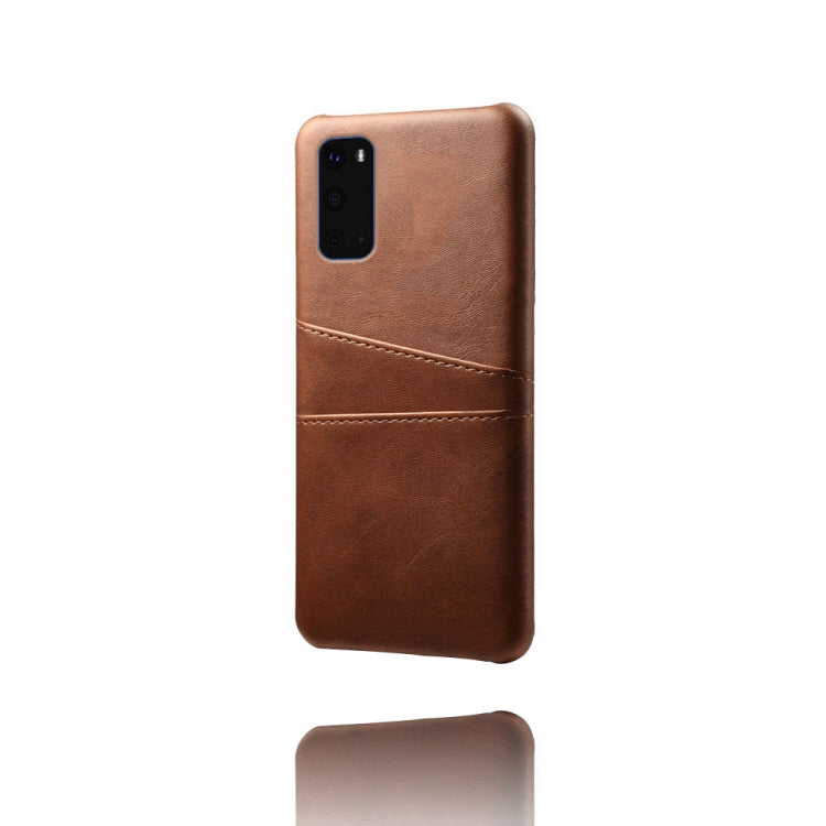 For Samsung Galaxy S20+ Calf Texture PC + PU Leather Back Cover Shockproof Case with Dual Card Slots