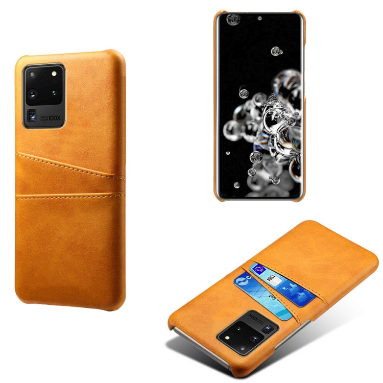 For Samsung Galaxy S20 Ultra Calf Texture PC + PU Leather Back Cover Shockproof Case with Dual Card Slots