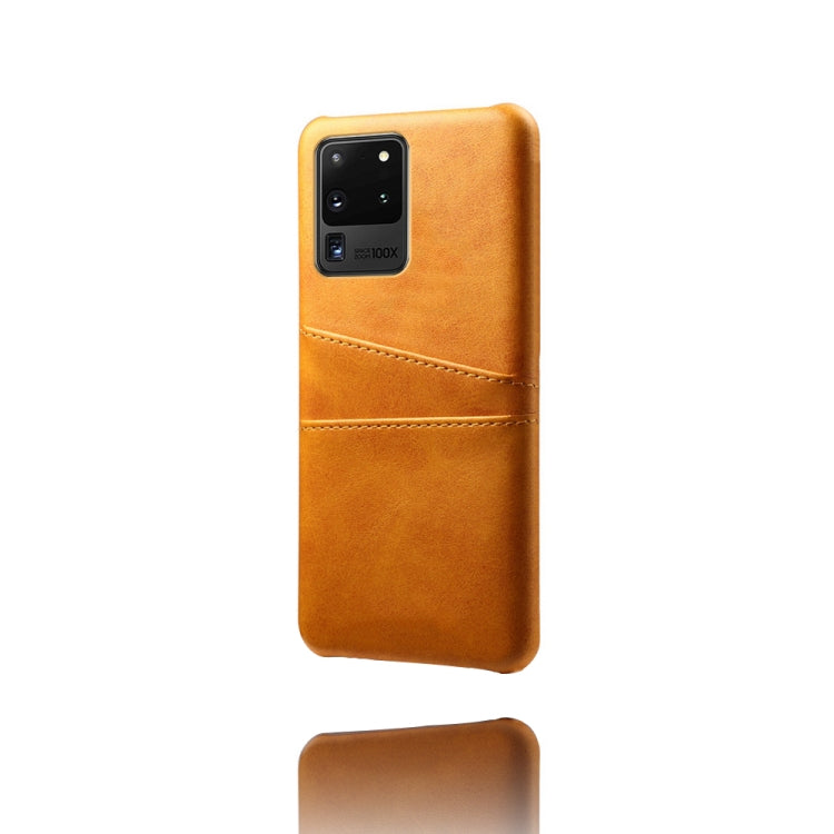 For Samsung Galaxy S20 Ultra Calf Texture PC + PU Leather Back Cover Shockproof Case with Dual Card Slots