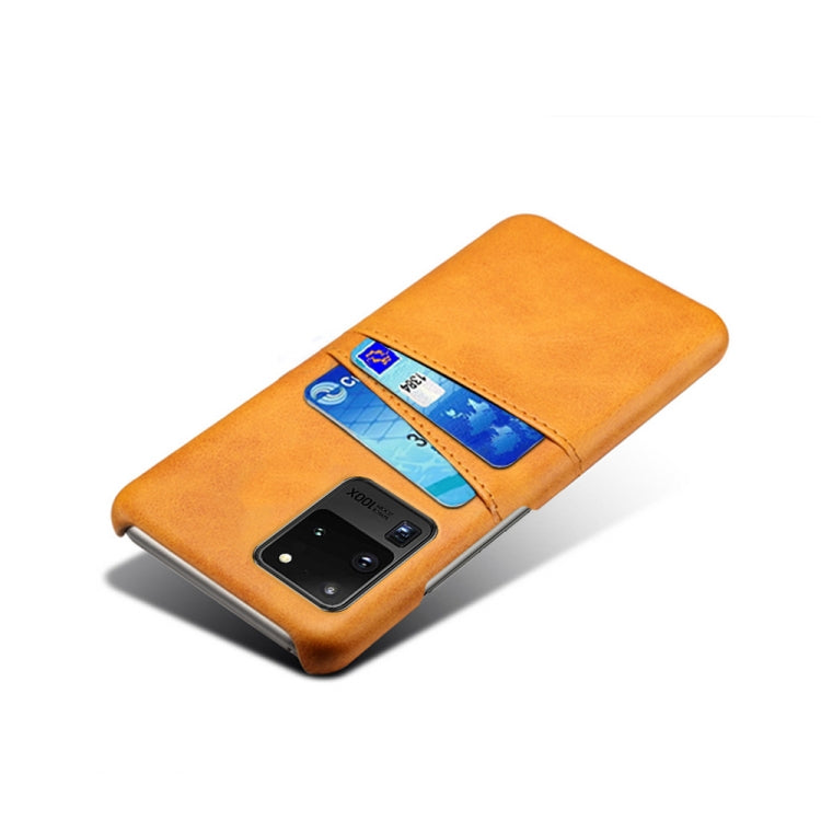 For Samsung Galaxy S20 Ultra Calf Texture PC + PU Leather Back Cover Shockproof Case with Dual Card Slots