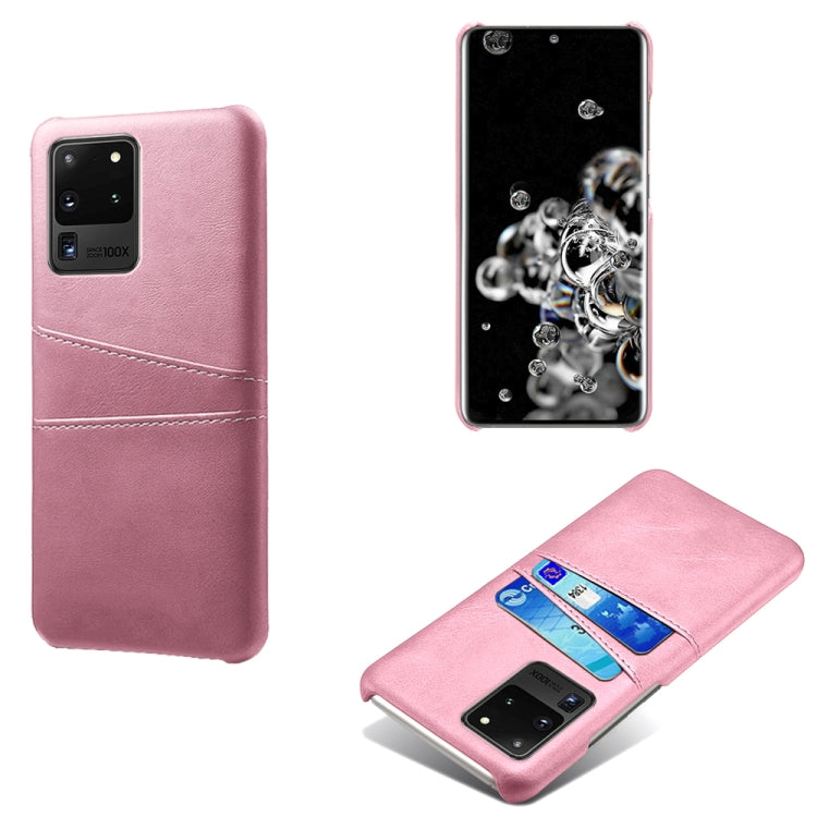 For Samsung Galaxy S20 Ultra Calf Texture PC + PU Leather Back Cover Shockproof Case with Dual Card Slots