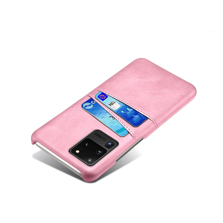 For Samsung Galaxy S20 Ultra Calf Texture PC + PU Leather Back Cover Shockproof Case with Dual Card Slots