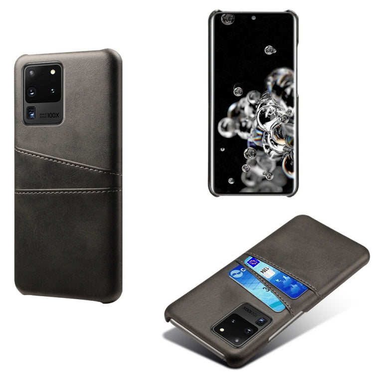 For Samsung Galaxy S20 Ultra Calf Texture PC + PU Leather Back Cover Shockproof Case with Dual Card Slots