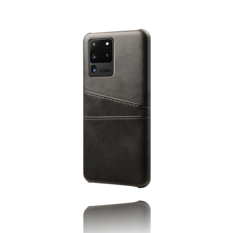For Samsung Galaxy S20 Ultra Calf Texture PC + PU Leather Back Cover Shockproof Case with Dual Card Slots