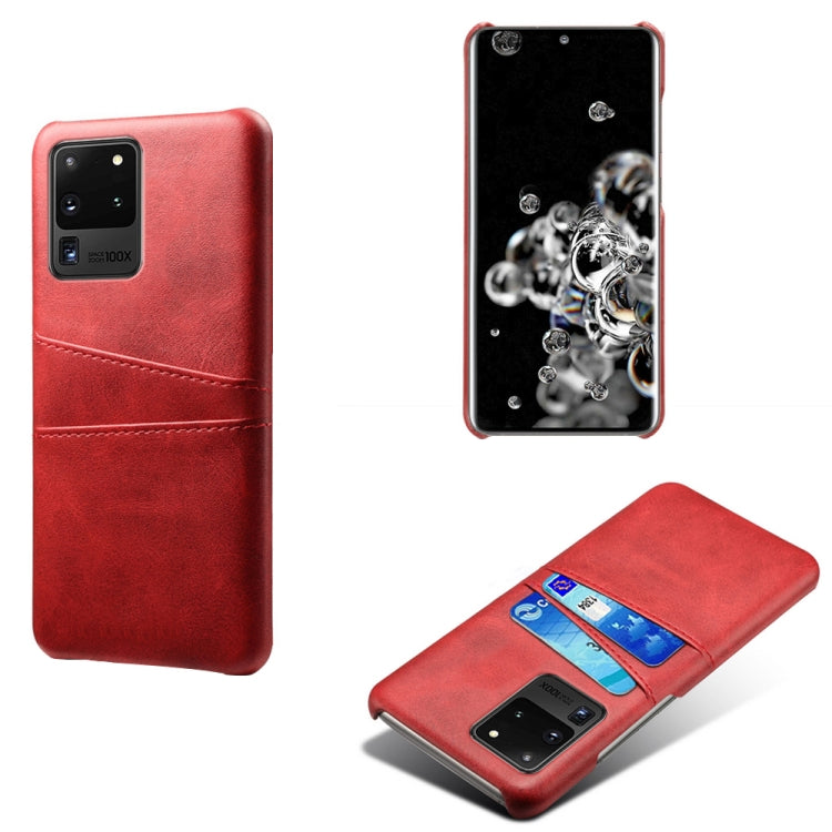 For Samsung Galaxy S20 Ultra Calf Texture PC + PU Leather Back Cover Shockproof Case with Dual Card Slots