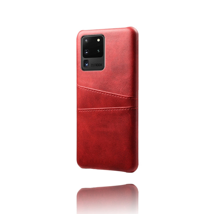 For Samsung Galaxy S20 Ultra Calf Texture PC + PU Leather Back Cover Shockproof Case with Dual Card Slots