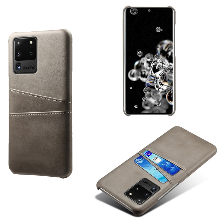 For Samsung Galaxy S20 Ultra Calf Texture PC + PU Leather Back Cover Shockproof Case with Dual Card Slots