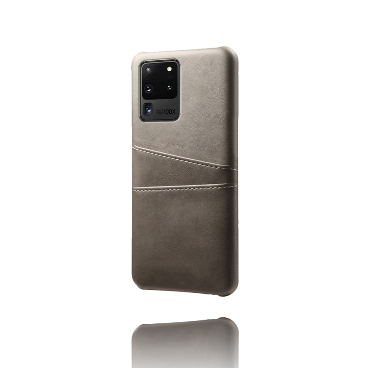 For Samsung Galaxy S20 Ultra Calf Texture PC + PU Leather Back Cover Shockproof Case with Dual Card Slots