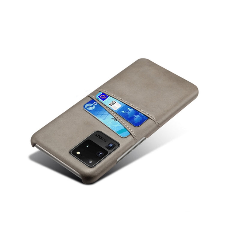 For Samsung Galaxy S20 Ultra Calf Texture PC + PU Leather Back Cover Shockproof Case with Dual Card Slots