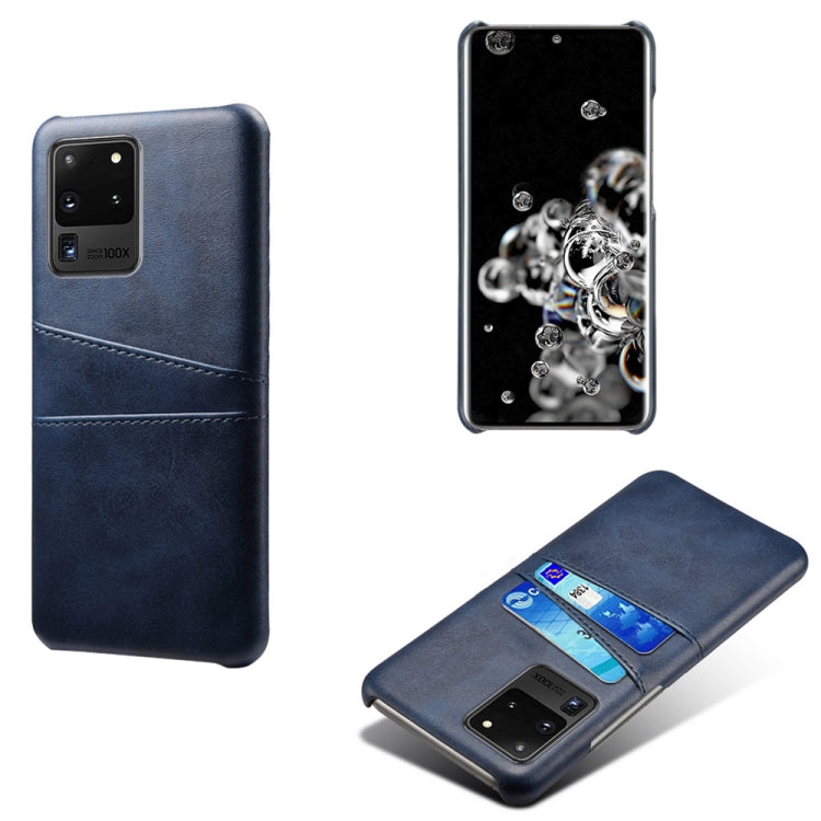 For Samsung Galaxy S20 Ultra Calf Texture PC + PU Leather Back Cover Shockproof Case with Dual Card Slots
