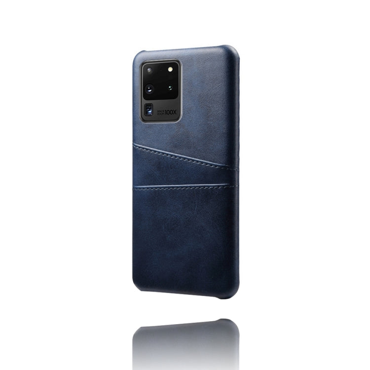 For Samsung Galaxy S20 Ultra Calf Texture PC + PU Leather Back Cover Shockproof Case with Dual Card Slots
