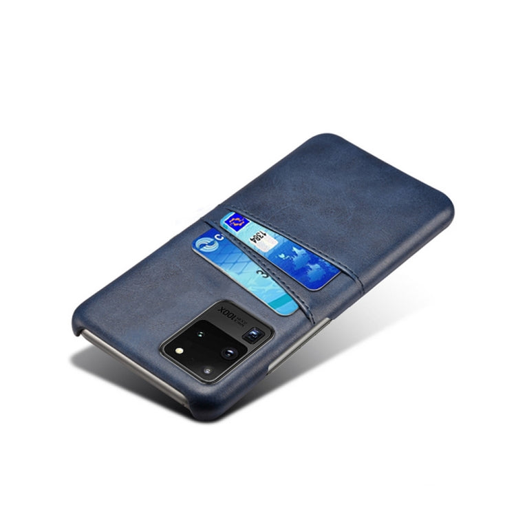 For Samsung Galaxy S20 Ultra Calf Texture PC + PU Leather Back Cover Shockproof Case with Dual Card Slots