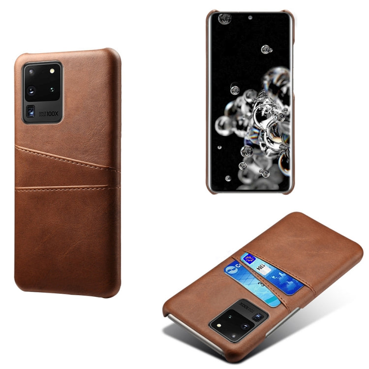 For Samsung Galaxy S20 Ultra Calf Texture PC + PU Leather Back Cover Shockproof Case with Dual Card Slots