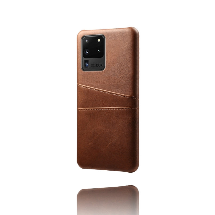 For Samsung Galaxy S20 Ultra Calf Texture PC + PU Leather Back Cover Shockproof Case with Dual Card Slots