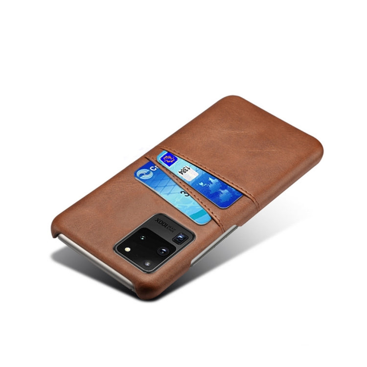 For Samsung Galaxy S20 Ultra Calf Texture PC + PU Leather Back Cover Shockproof Case with Dual Card Slots