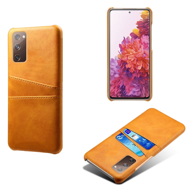For Samsung Galaxy S20 FE 5G Calf Texture PC + PU Leather Back Cover Shockproof Case with Dual Card Slots