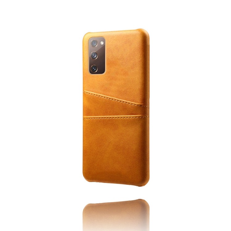 For Samsung Galaxy S20 FE 5G Calf Texture PC + PU Leather Back Cover Shockproof Case with Dual Card Slots