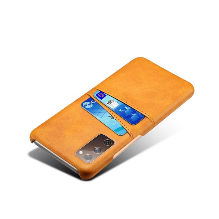For Samsung Galaxy S20 FE 5G Calf Texture PC + PU Leather Back Cover Shockproof Case with Dual Card Slots