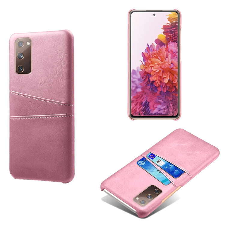 For Samsung Galaxy S20 FE 5G Calf Texture PC + PU Leather Back Cover Shockproof Case with Dual Card Slots