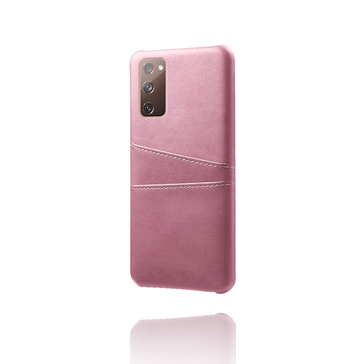 For Samsung Galaxy S20 FE 5G Calf Texture PC + PU Leather Back Cover Shockproof Case with Dual Card Slots