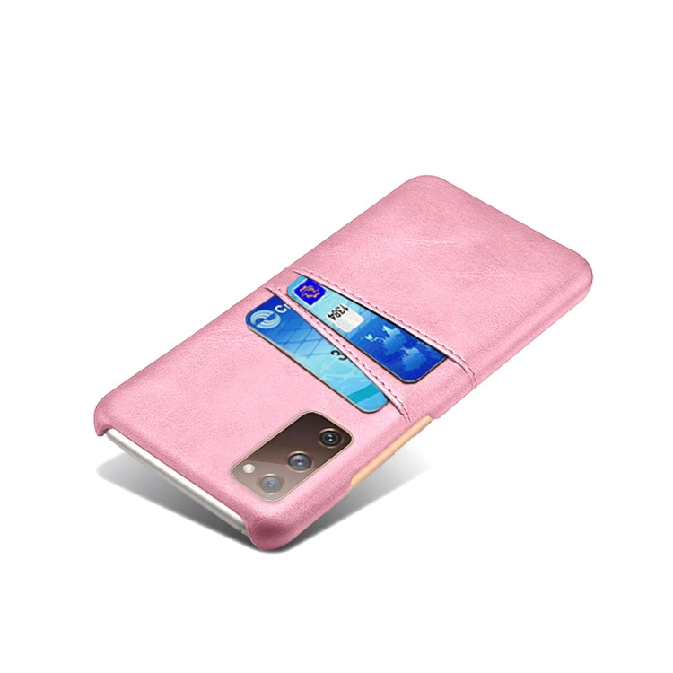 For Samsung Galaxy S20 FE 5G Calf Texture PC + PU Leather Back Cover Shockproof Case with Dual Card Slots
