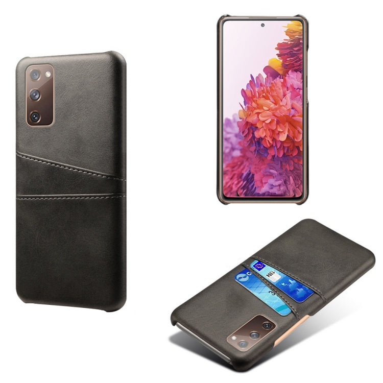 For Samsung Galaxy S20 FE 5G Calf Texture PC + PU Leather Back Cover Shockproof Case with Dual Card Slots