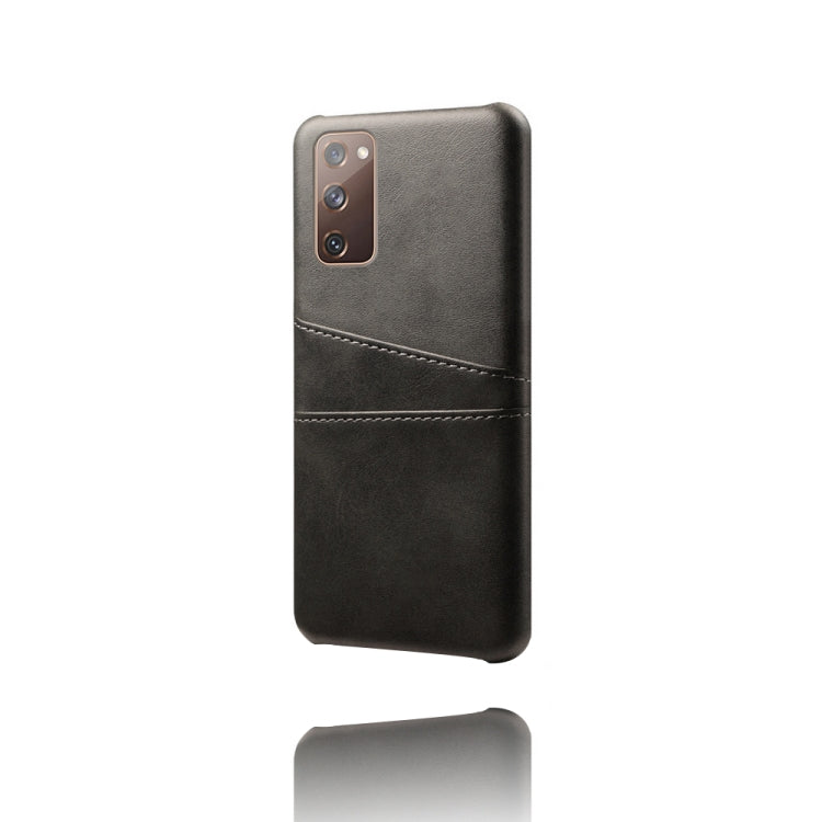 For Samsung Galaxy S20 FE 5G Calf Texture PC + PU Leather Back Cover Shockproof Case with Dual Card Slots