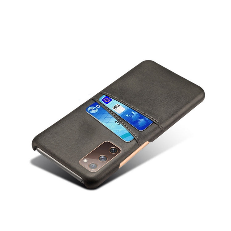 For Samsung Galaxy S20 FE 5G Calf Texture PC + PU Leather Back Cover Shockproof Case with Dual Card Slots