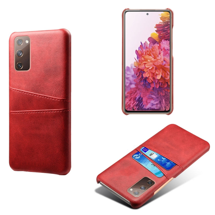 For Samsung Galaxy S20 FE 5G Calf Texture PC + PU Leather Back Cover Shockproof Case with Dual Card Slots