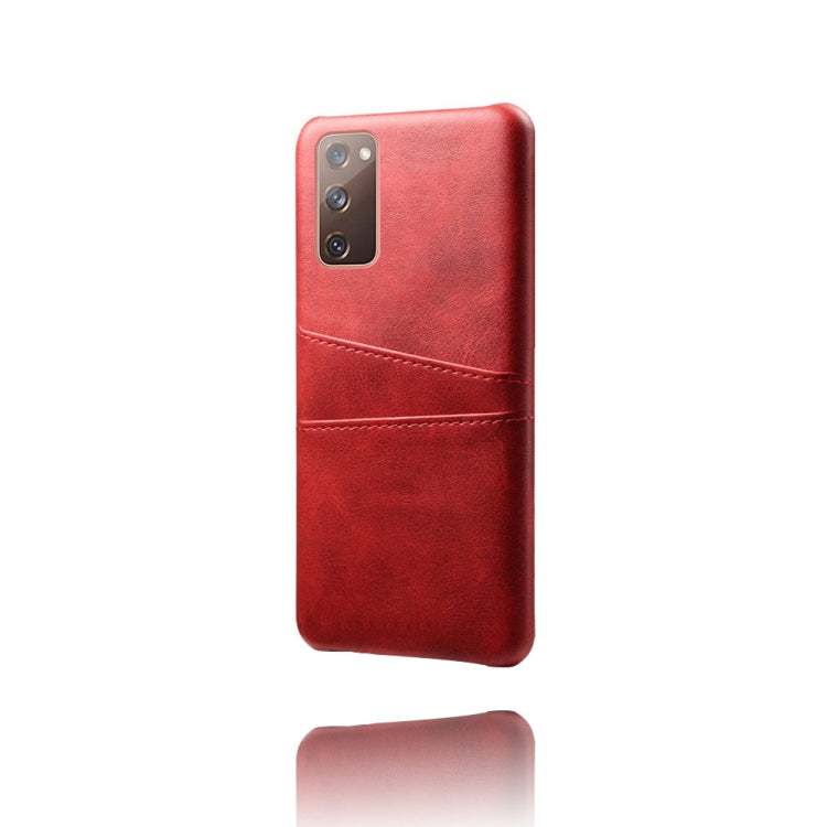 For Samsung Galaxy S20 FE 5G Calf Texture PC + PU Leather Back Cover Shockproof Case with Dual Card Slots