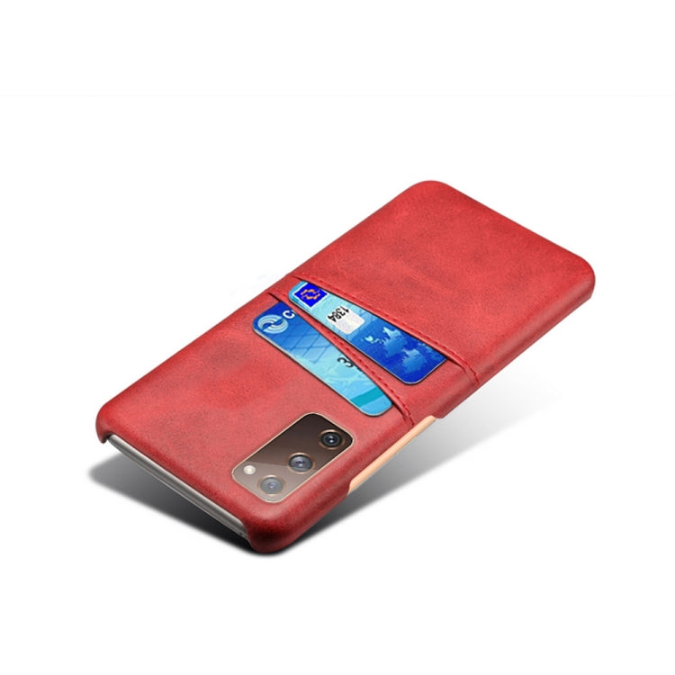 For Samsung Galaxy S20 FE 5G Calf Texture PC + PU Leather Back Cover Shockproof Case with Dual Card Slots