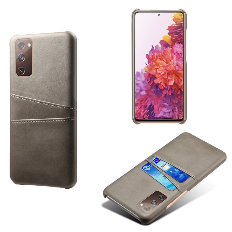 For Samsung Galaxy S20 FE 5G Calf Texture PC + PU Leather Back Cover Shockproof Case with Dual Card Slots