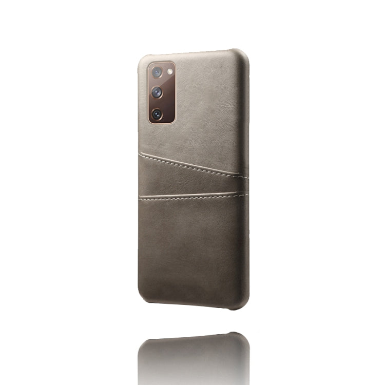 For Samsung Galaxy S20 FE 5G Calf Texture PC + PU Leather Back Cover Shockproof Case with Dual Card Slots