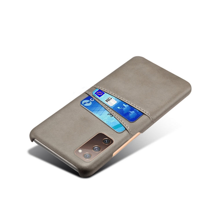 For Samsung Galaxy S20 FE 5G Calf Texture PC + PU Leather Back Cover Shockproof Case with Dual Card Slots